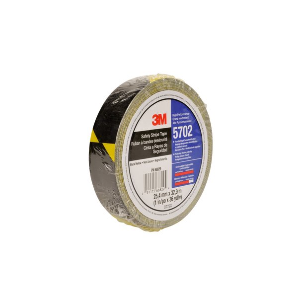 Marking Tape, Roll, 1In W, Black/Yellow