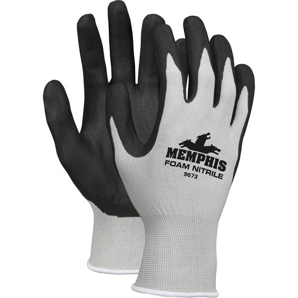 Foam Nitrile Coated Gloves, Palm Coverage, Black/Gray, M, PR