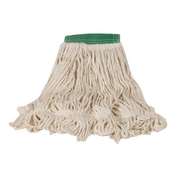1 in String Wet Mop, 18 oz Dry Wt, Slide On Connection, Looped-End, Green, Cotton/Synthetic