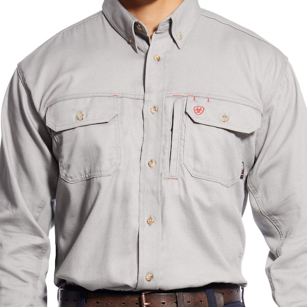 FR Button Down Shirt, Gray, S