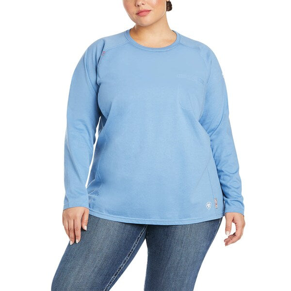 Womens FR Crew Longsleeve Tee, Blue, M