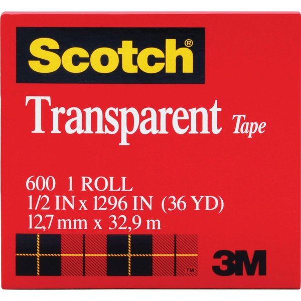 Tape, Roll, Transp, 1/2X1296