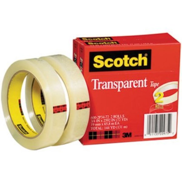 Transparent Tape, 3/4 x 2592 in., PK2