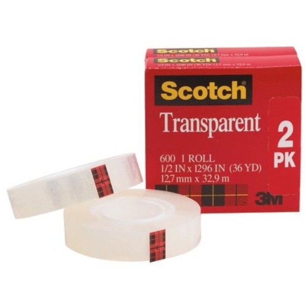 Trans Tape 600H2, Clear, 1/2