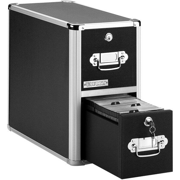 CD/DVD File w/Lock, 2-Drawer, Black