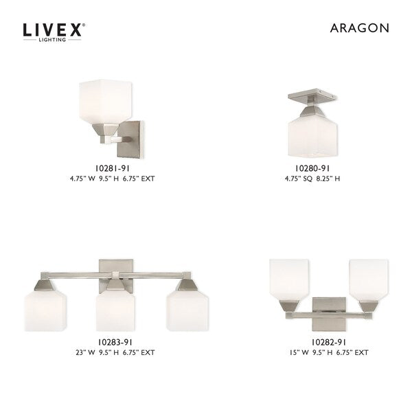 Aragon 3 Light Brushed Nickel Bath Vanity