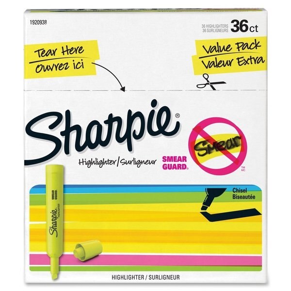 Highlighter, Sharpie, Yellow, PK36