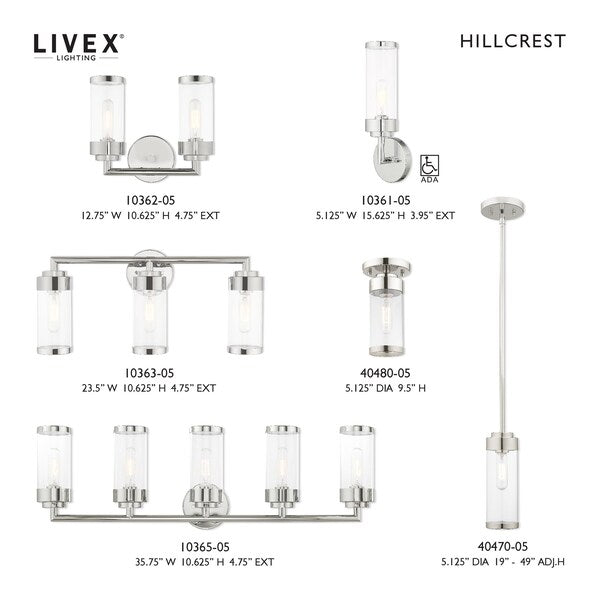 Hillcrest 1 Light Polished Chrome ADA Wall Sconce