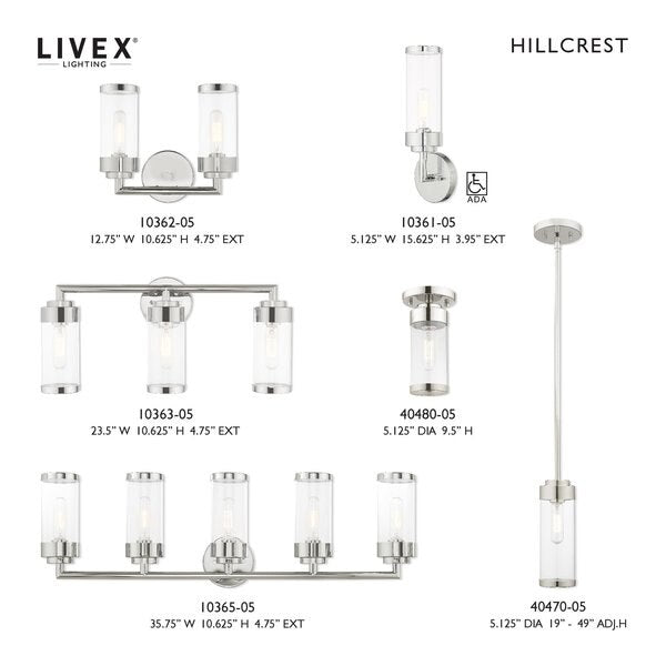 Hillcrest 3 Light Polished Chrome Bath V