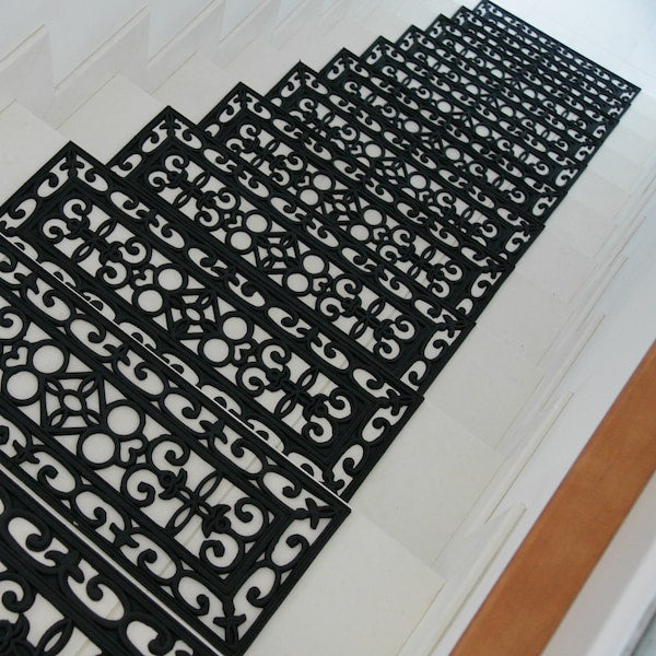 6-Piece Regal Stair Treads Rubber Step Mats, 9.75 by 29.75-Inch, Black
