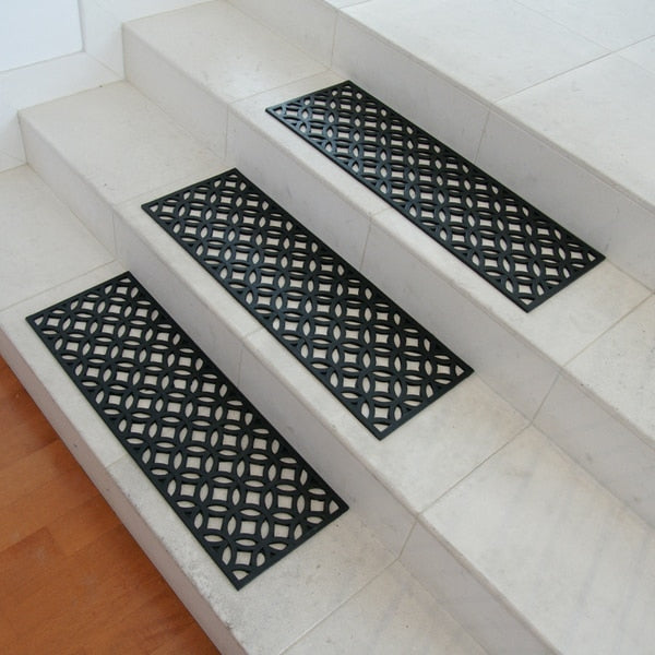 6-Piece Azteca Indoor Outdoor Stair Treads Rubber Step Mats, 9.75 by 29.75-Inch