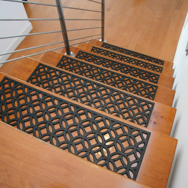 6-Piece Azteca Indoor Outdoor Stair Treads Rubber Step Mats, 9.75 by 29.75-Inch