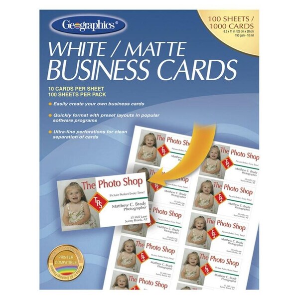 Business Cards, Std, Lsr/Inkjt, PK100