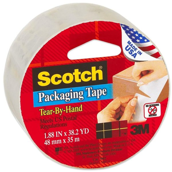 Tear By Hand Mailing Packaging Tape, PK6