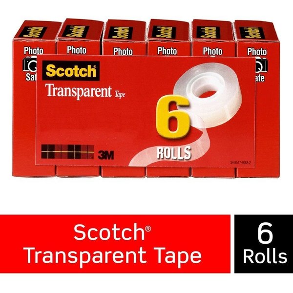 Transparent Tape, Clear, PK6