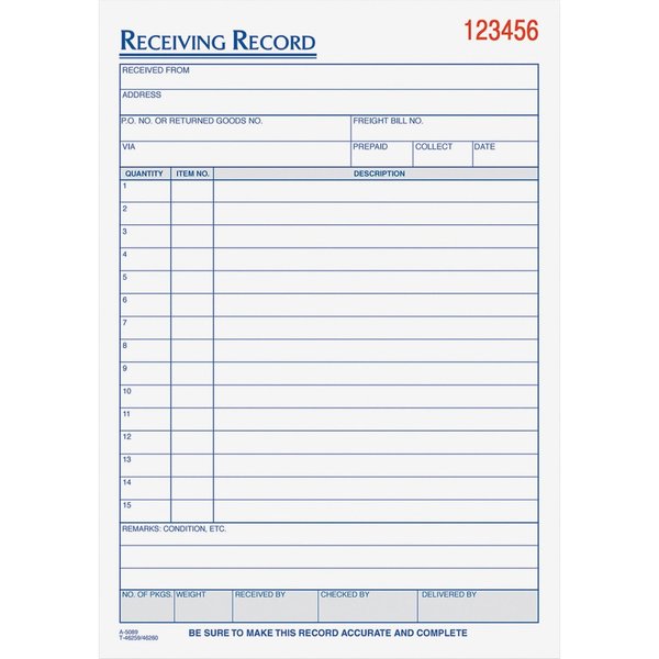 Receiving Record Forms, 3 Part