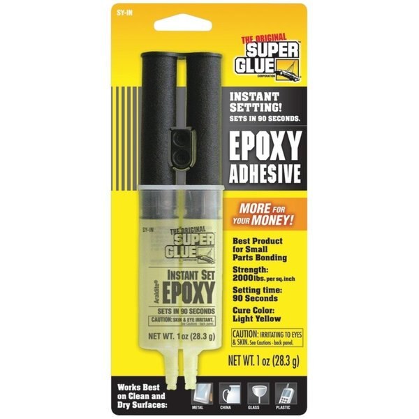 Epoxy Adhesive, Yellow, 1:01 Mix Ratio, 24 hr Functional Cure, Syringe