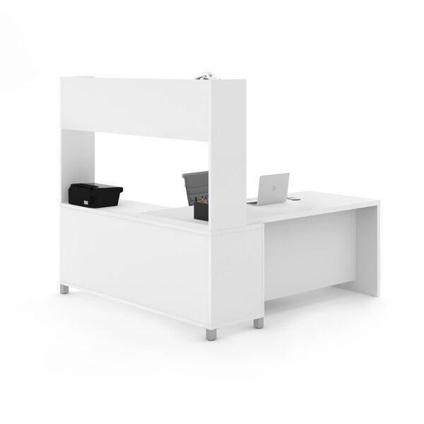 Pro-Linea L-Desk With Open Hutch, White