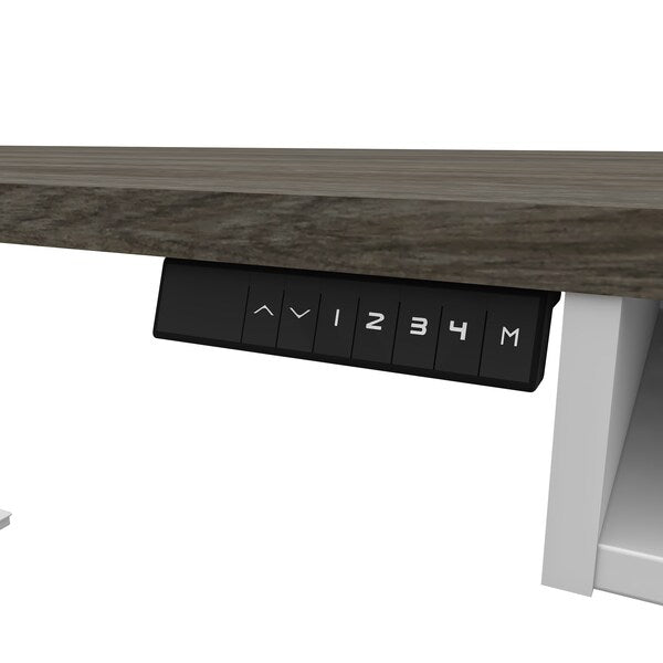 Pro-Vega Height Adjustable L-Desk, Walnut Grey/White