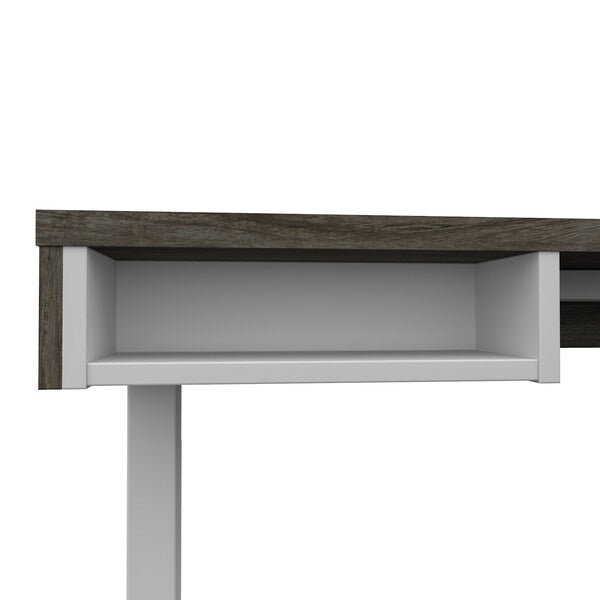 Pro-Vega Height Adjustable L-Desk, Walnut Grey/White