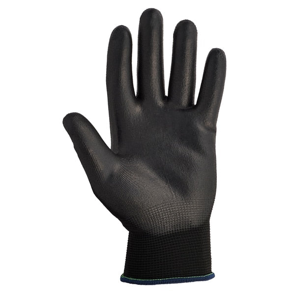 Polyurethane Coated Gloves, Palm Coverage, Black, M, PR