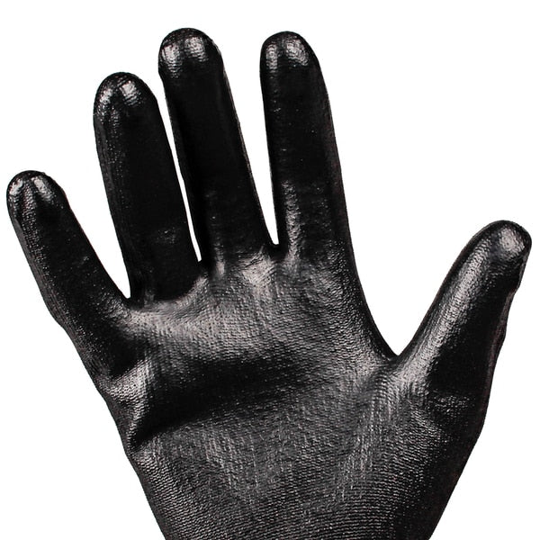 Polyurethane Coated Gloves, Palm Coverage, Black, M, PR