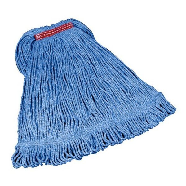 1in String Wet Mop, 16oz Dry Wt, Slide On Connection, Loop-End, Blue, Cotton/Synthetic, FGD21206BL00