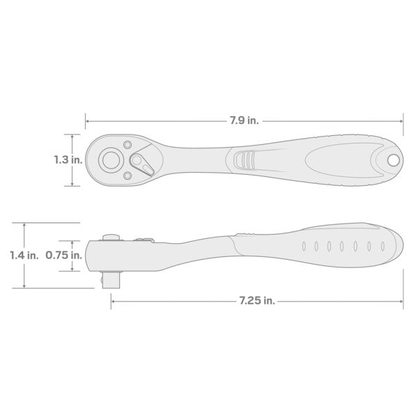 3/8 Inch Drive x 7 Inch Composite Quick-Release Ratchet