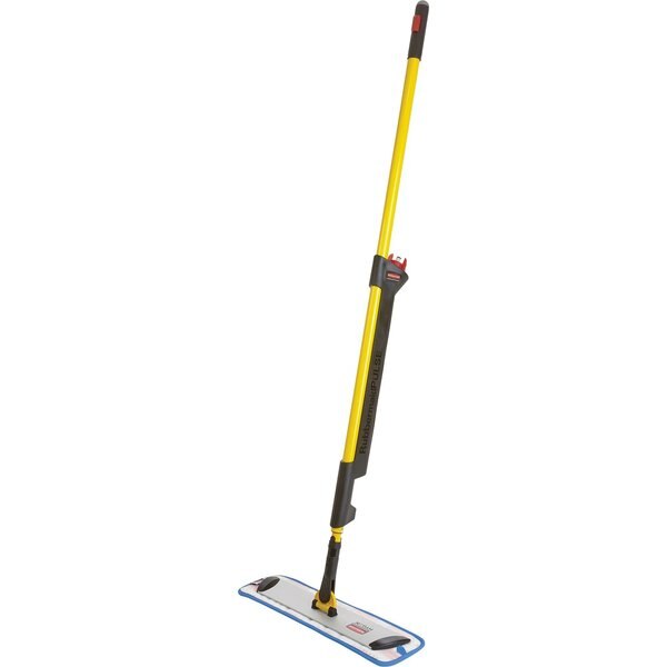 Flat Spray Mop, 21 oz Dry Wt, Hook-and-Loop Connection, Black/Yellow, Microfiber