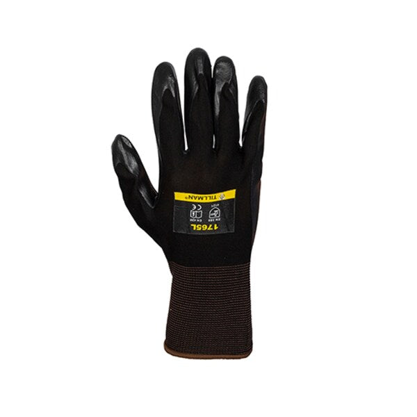 Foam Nitrile Coated Gloves, Palm Coverage, Black, S, PR
