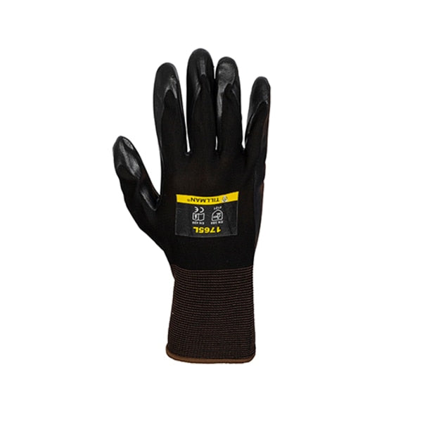 Foam Nitrile Coated Gloves, Palm Coverage, Black, M, PR