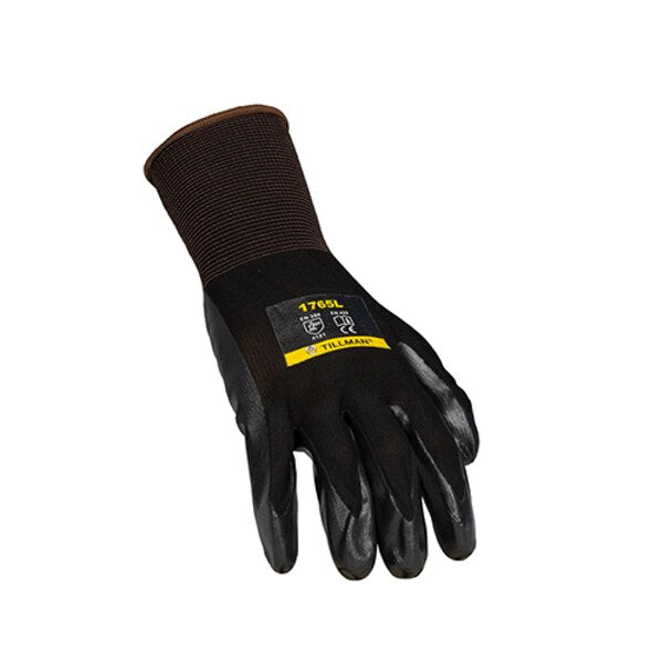 Foam Nitrile Coated Gloves, Palm Coverage, Black, L, PR