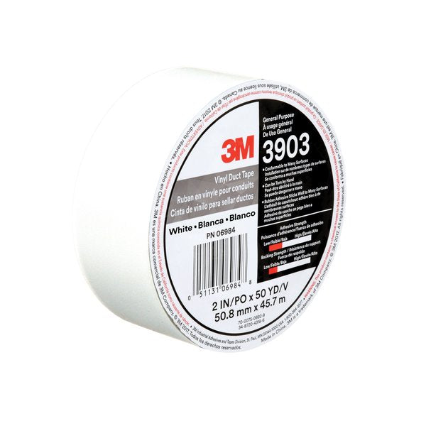 Duct Tape, 2 x 50 yd, 6.5 mil, White, Vinyl