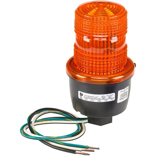 Low Profile Warning Light, LED, Amber, 120V