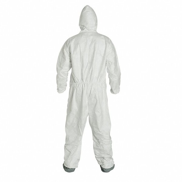 Tyvek 400 Hooded Disposable Coverall, Attached Skid-Resistant Boots, Large, White, 25 Pack