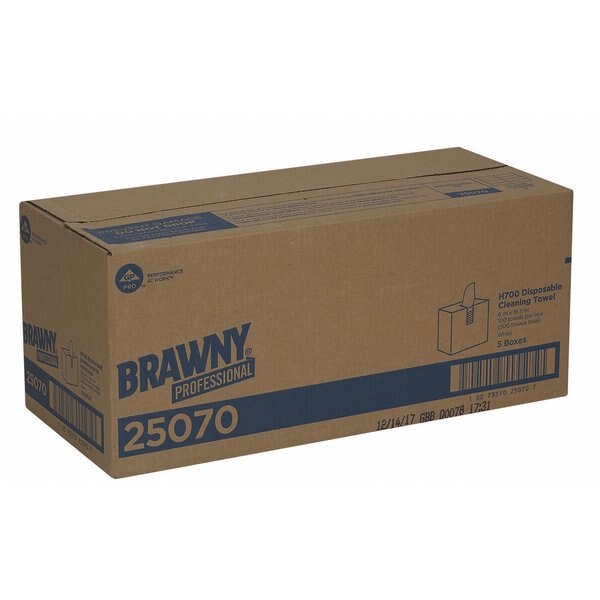 Dry Wipe, Brawny Pro H700, Dispenser Box, Heavy Absorb, 9 in x 16 1/2 in, 100 Sheets, White, 5 Pk