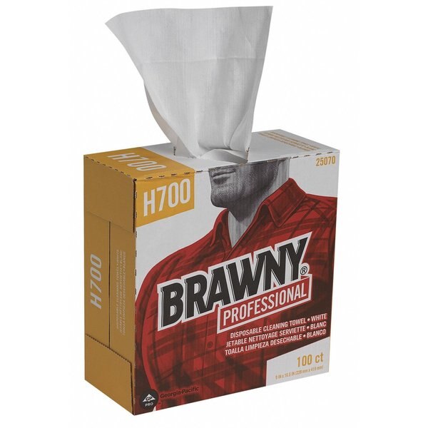 Dry Wipe, Brawny Pro H700, Dispenser Box, Heavy Absorb, 9 in x 16 1/2 in, 100 Sheets, White, 5 Pk