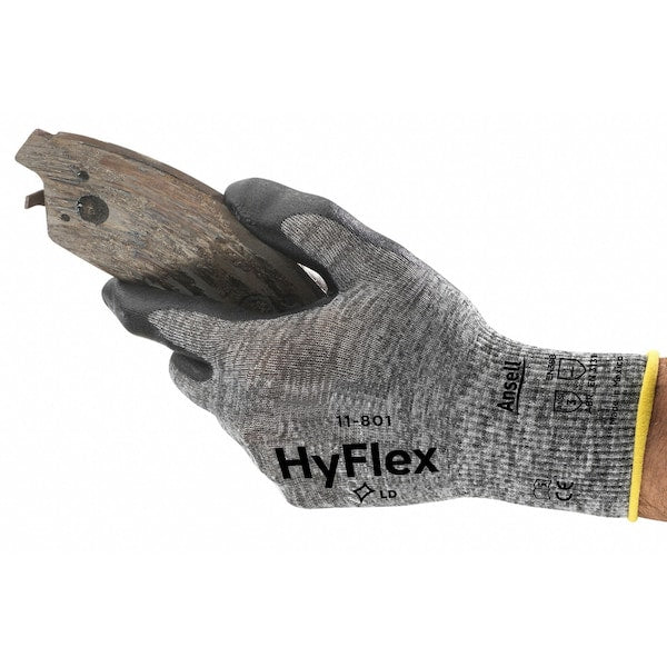 Hyflex, Foam Nitrile Coated Gloves, Palm Coverage, Black, Abrasion Level 3, XL (Size 10), 1 Pair