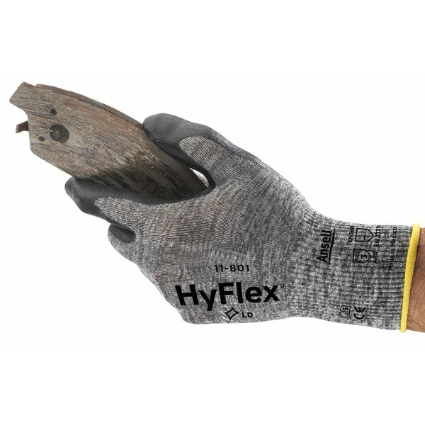 Hyflex, Foam Nitrile Coated Gloves, Palm Coverage, Black, Abrasion Level 3, Large (Size 9), 1 Pair