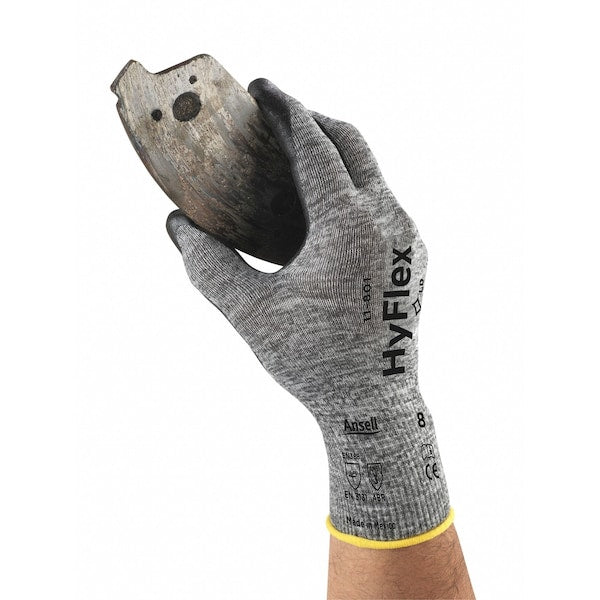 Hyflex, Foam Nitrile Coated Gloves, Palm Coverage, Black, Abrasion Level 3, Medium (Size 8), 1 Pair