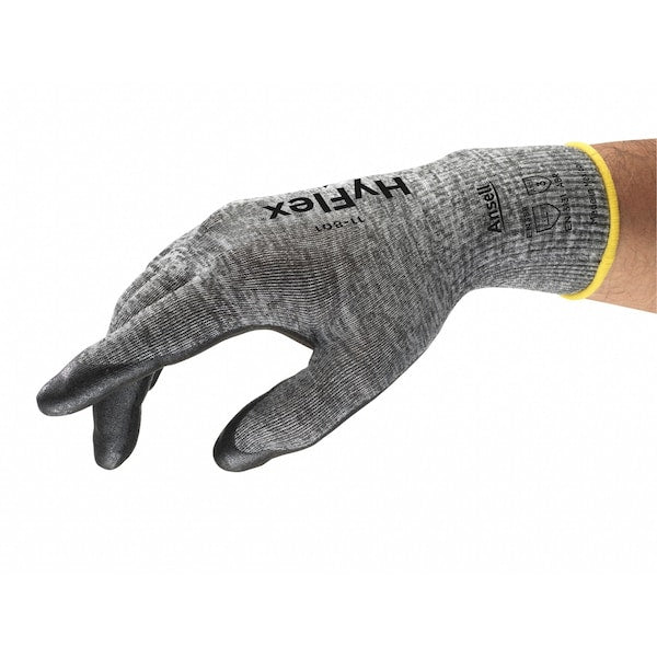 Hyflex, Foam Nitrile Coated Gloves, Palm Coverage, Black, Abrasion Level 3, Medium (Size 8), 1 Pair