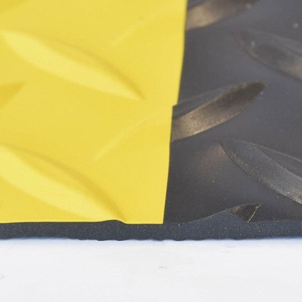 Antifatigue Mat, Black/Yellow, 5 ft L x 3 ft W, Vinyl Surface With Dense Closed PVC Foam Base