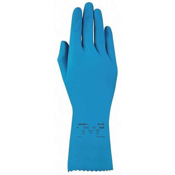 Alphatec Chemical Resistant Gloves, Fish Scale, 12 in Length, 17 mil Thickness, M, 8), Blue, 1 Pair