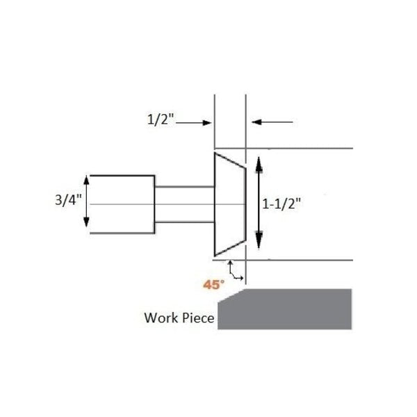 1-1/2 X 1/2 45 Degree M42 8% Cobalt Single Angle Chamfer Cutter