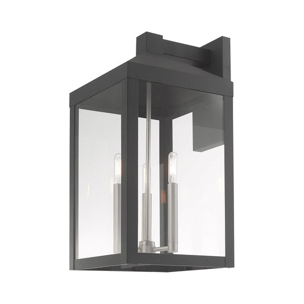 Nyack 3 Light Scandinavian Gray Outdoor Wall Lantern