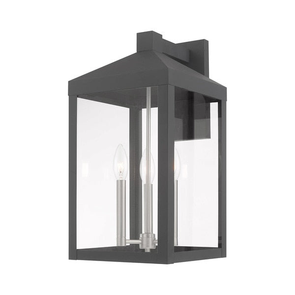 Nyack 3 Light Scandinavian Gray Outdoor Wall Lantern