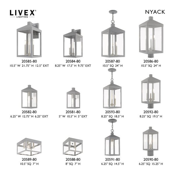 Nyack 3 Light Nordic Gray Outdoor Wall Lantern