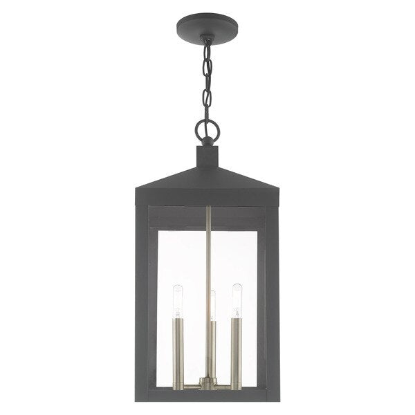 Nyack 3 Light Scandinavian Gray Outdoor Pendant Lantern