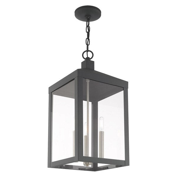 Nyack 3 Light Scandinavian Gray Outdoor Pendant Lantern