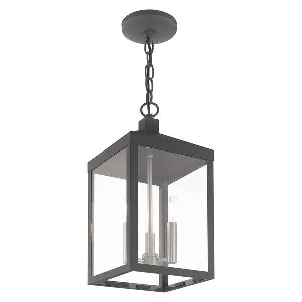 Nyack 3 Light Scandinavian Gray Outdoor Pendant Lantern